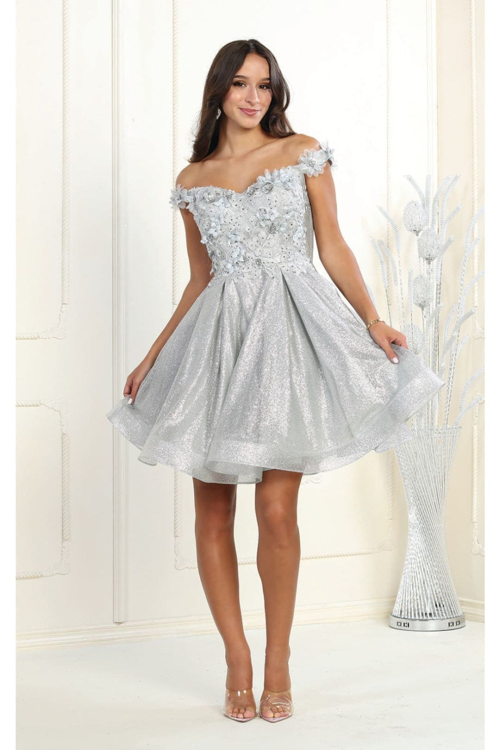 Vestido Corto de Cóctel May Queen MQ1854 - SILVER