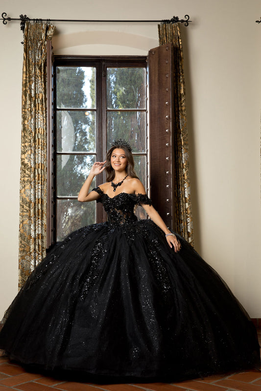 Vestido de XV strapless con mangas desmontables en talla plus PQ1070