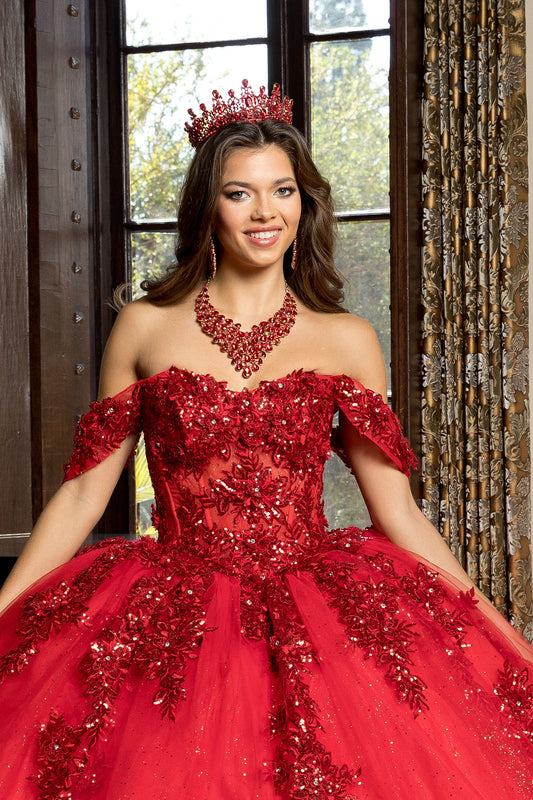 Vestido de XV strapless con mangas desmontables PQ1070