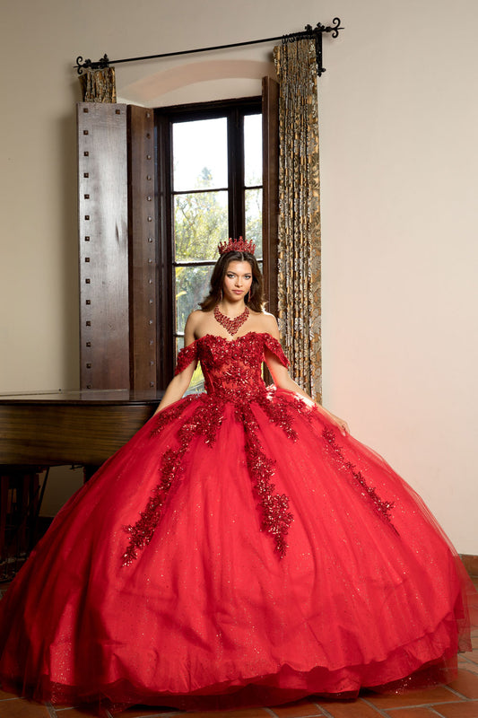 Vestido de XV strapless con mangas desmontables PQ1070