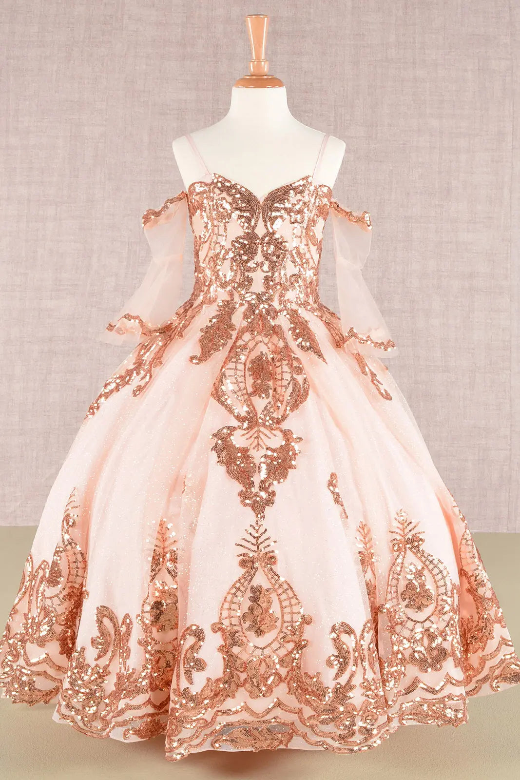 Vestido de Niña Elizabeth K GK104 - CHAMPAGNE/ROSE GOLD