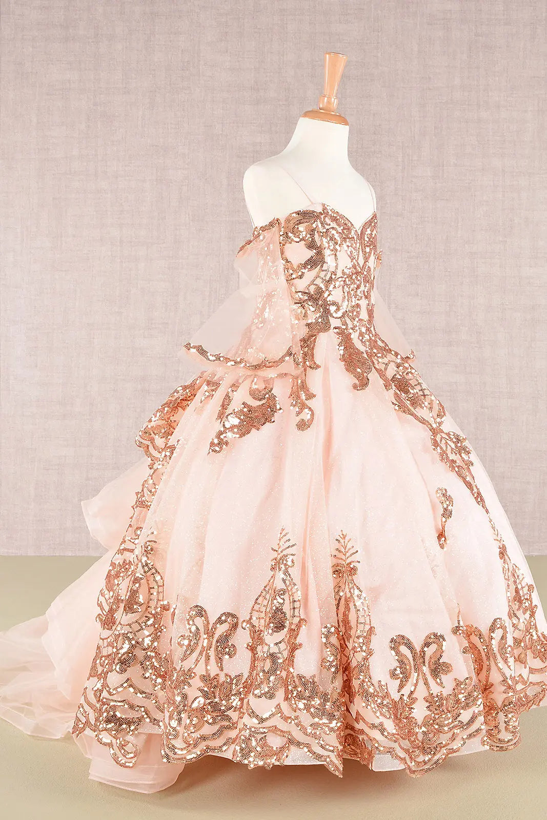Vestido de Niña Elizabeth K GK104 - CHAMPAGNE/ROSE GOLD