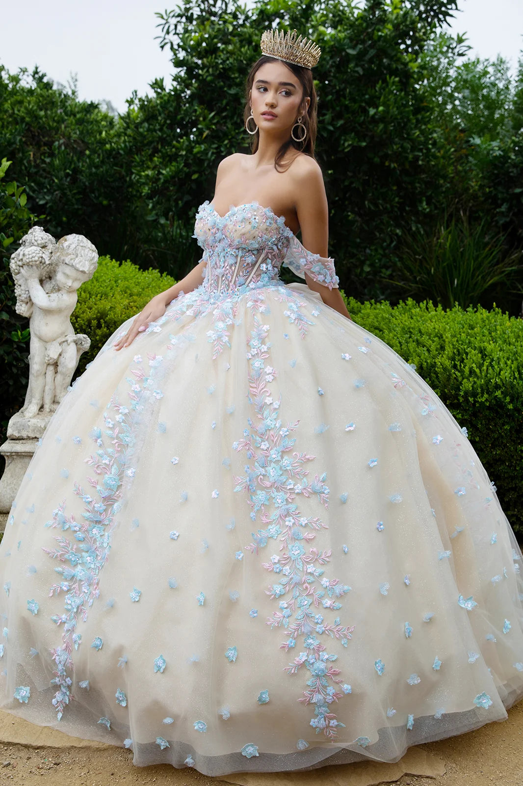 Vestido de XV Años GLS by Gloria GL3504 - CHAMPAGNE/MULTI