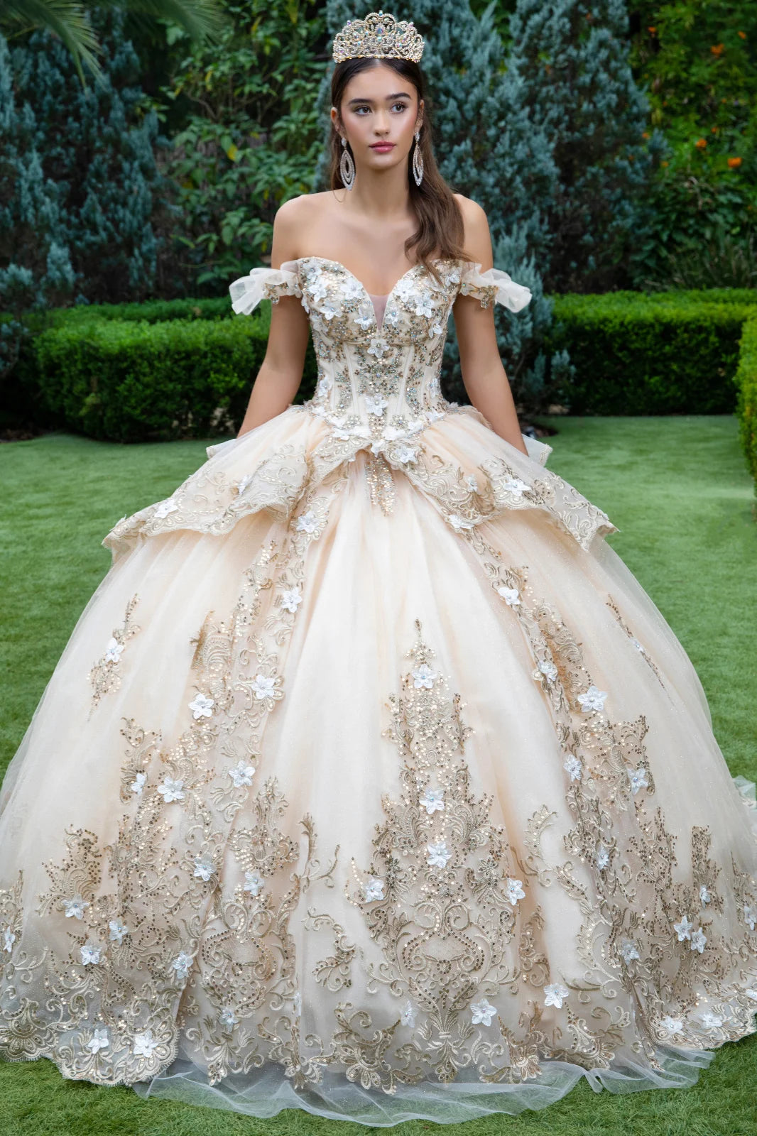 Vestido de XV Años GLS by Gloria GL3528 - CHAMPAGNE