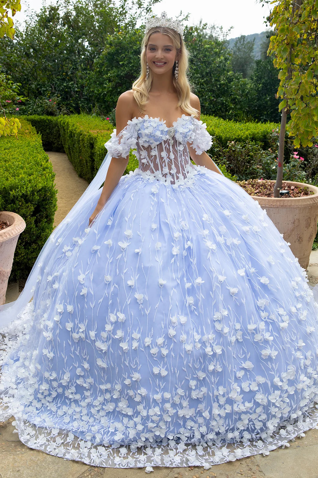 Vestido de XV Años GLS by Gloria GL3571 - IVORY/BLUE