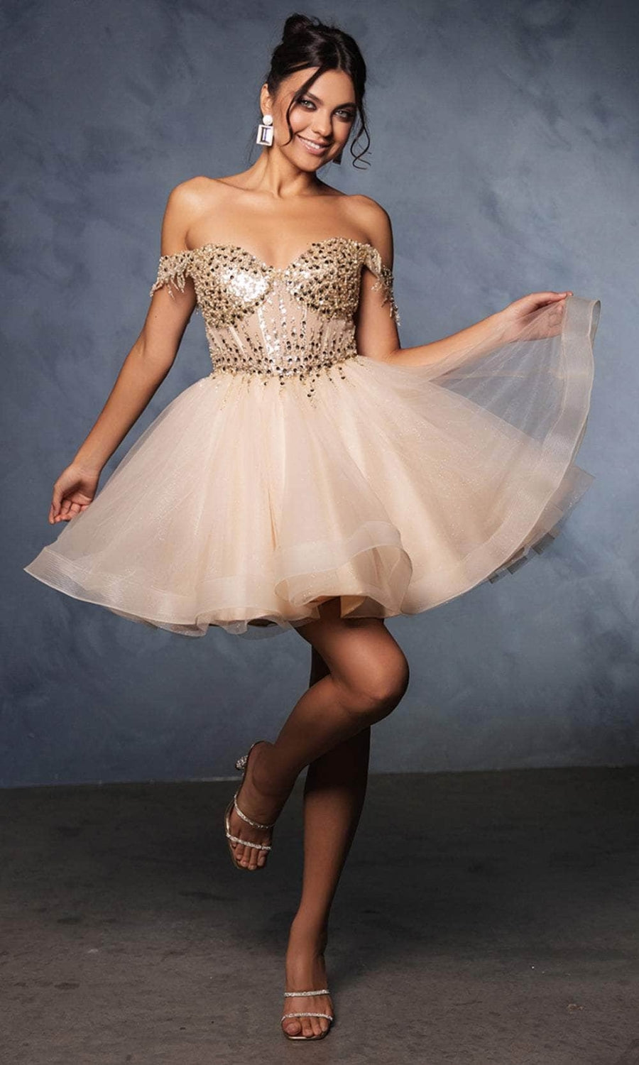 Vestido Corto de Cóctel May Queen MQ2129 - CHAMPAGNE
