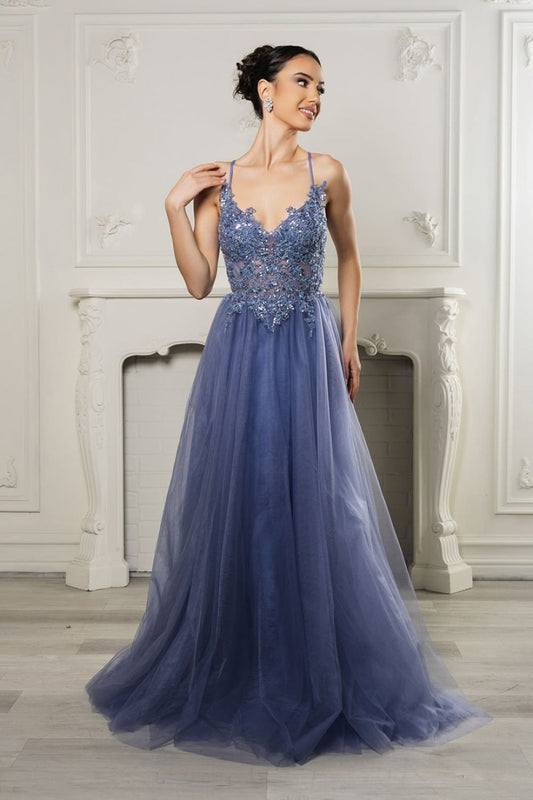 Vestido de Noche May Queen MQ2167 - DUSTY BLUE