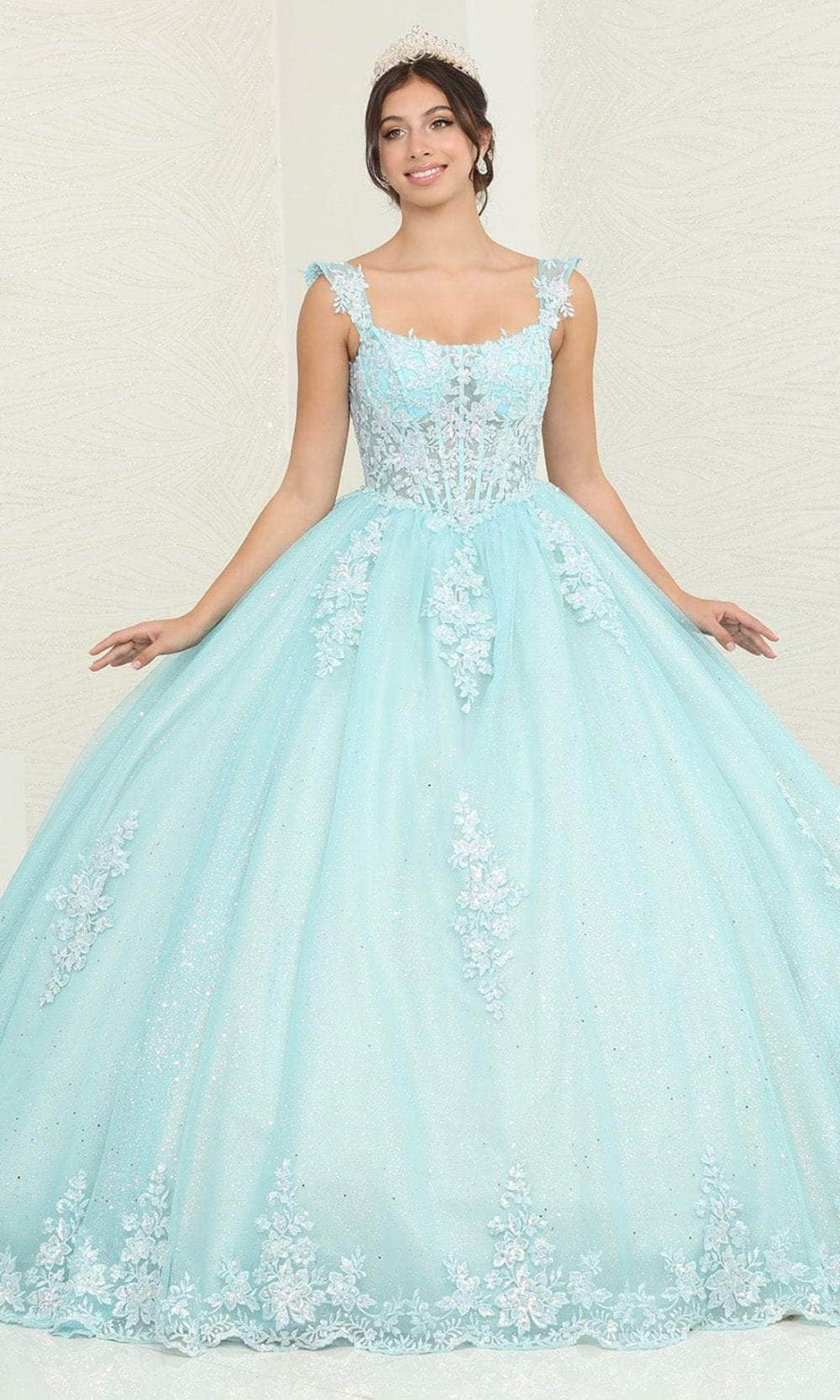 Vestido de XV Años Layla K LK253 - TIFFANY/BLUE NUDE