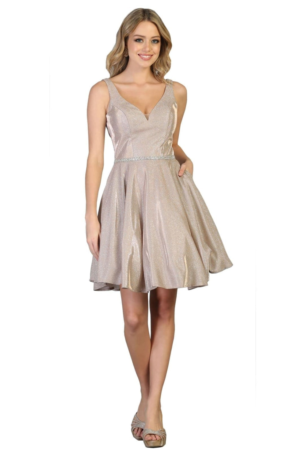 Vestido Corto de Cóctel May Queen MQ1777 - ROSE GOLD