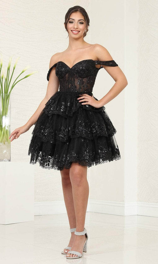 Vestido Corto de Cóctel May Queen MQ2094 - BLACK