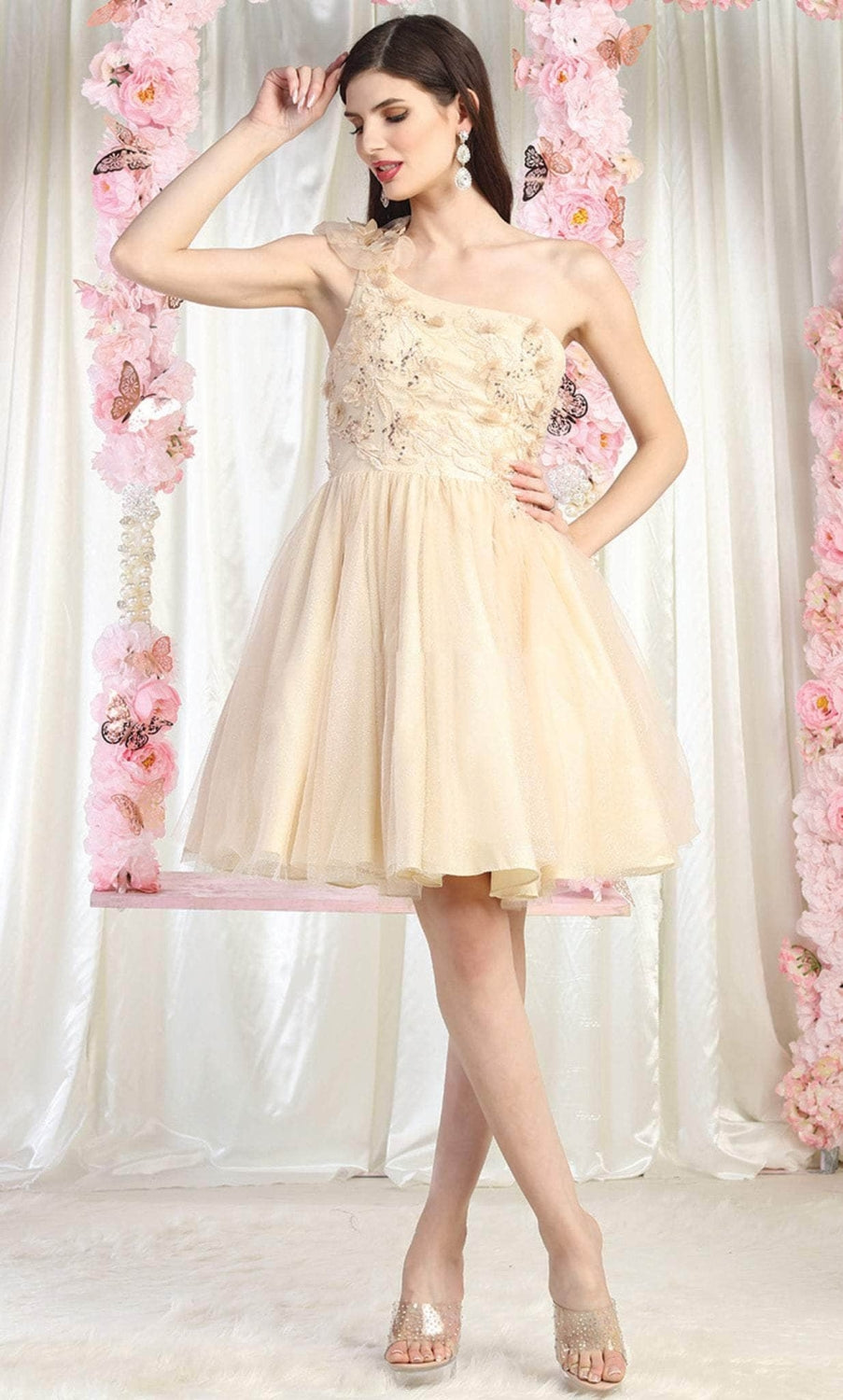Vestido Corto de Cóctel May Queen MQ1952 - CHAMPAGNE