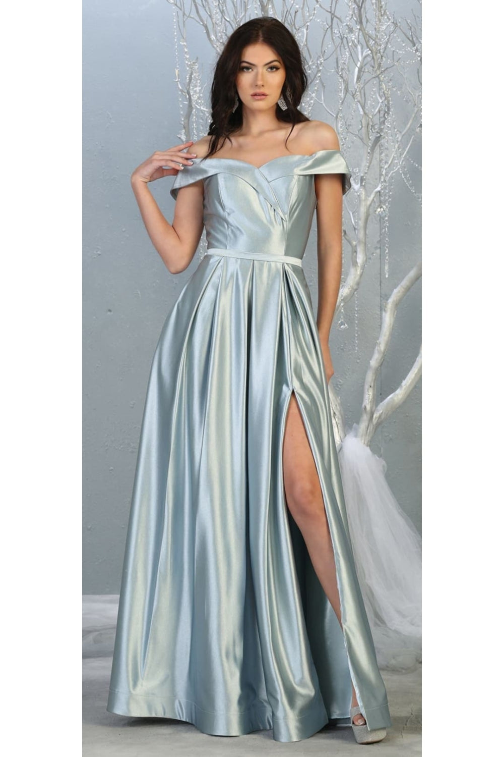 Vestido de Dama de Honor May Queen MQ1781 - DUSTY BLUE