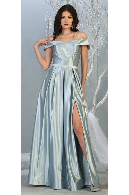 Vestido de Dama de Honor May Queen MQ1781 - DUSTY BLUE