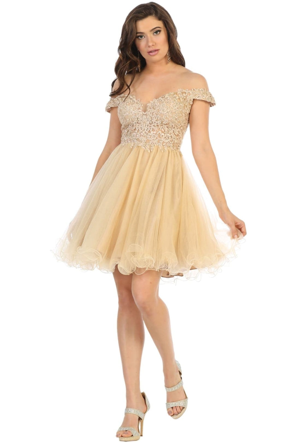 Vestido Corto de Cóctel May Queen MQ1693 - CHAMPAGNE