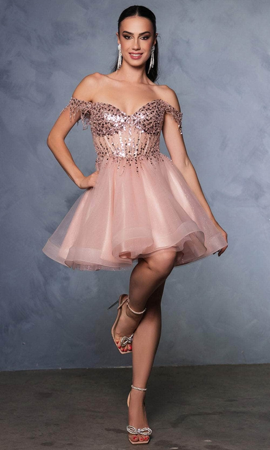 Vestido Corto de Cóctel May Queen MQ2129 - ROSE GOLD