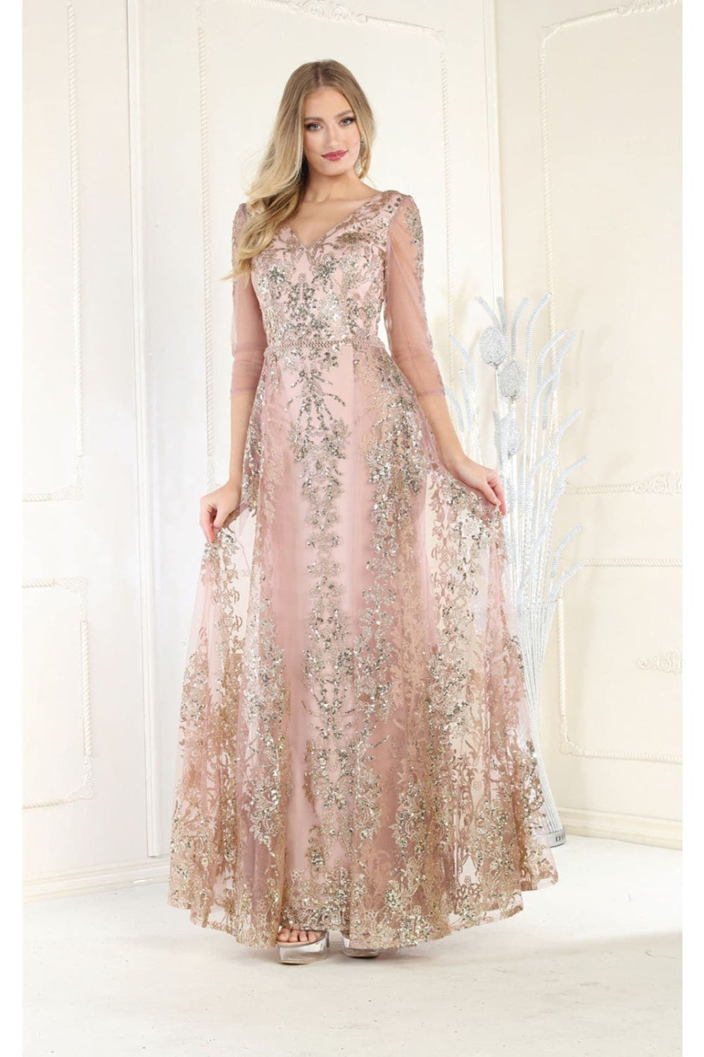 Vestido para Mamá de la Novia May Queen MQ2000 - MAUVE/GOLD