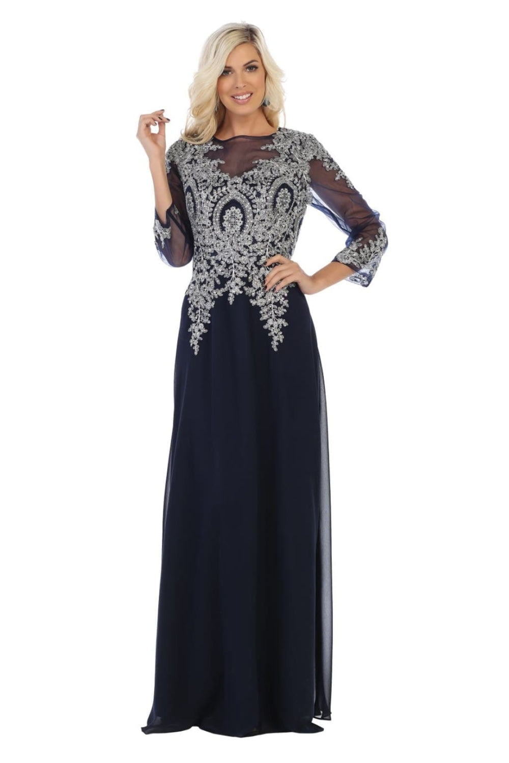 Vestido para Mamá de la Novia May Queen MQ1549 - NAVY/SILVER