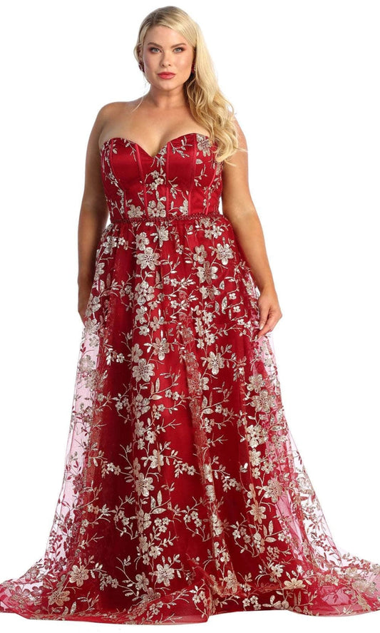 Vestido de Prom May Queen MQ1920 - BURGUNDY/GOLD