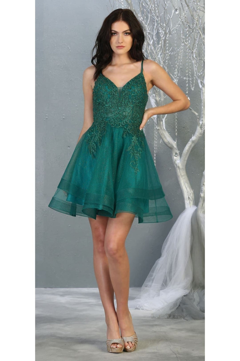 Vestido Corto de Cóctel May Queen MQ1816 - HUNTER GREEN