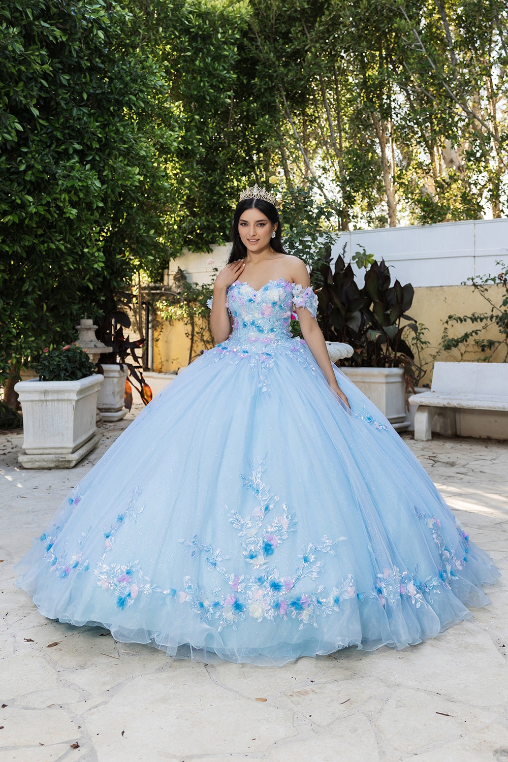 Vestido de XV Años Layla K LK247 - BABY BLUE/MULTI