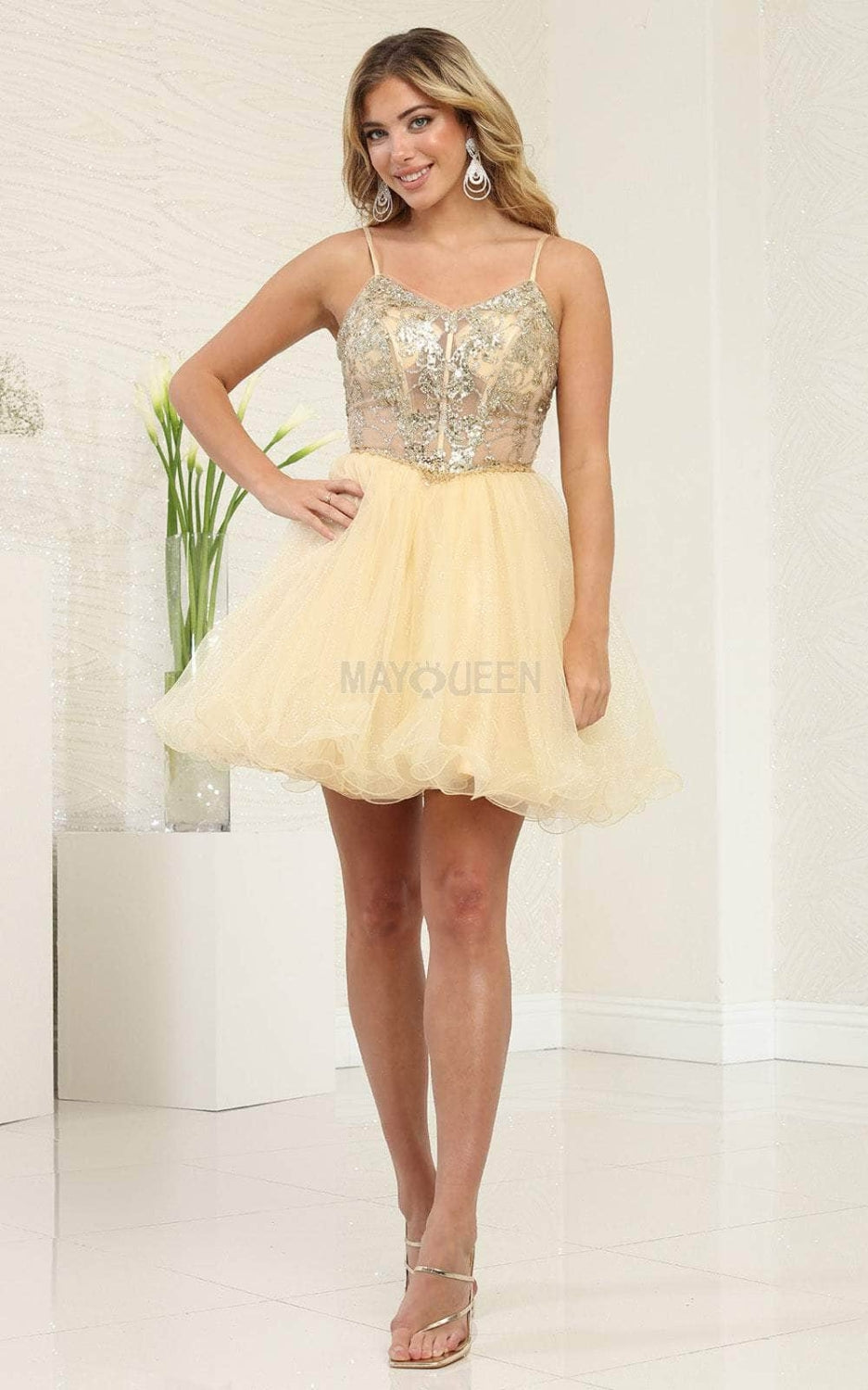 Vestido Corto de Cóctel May Queen MQ2082 - CHAMPAGNE
