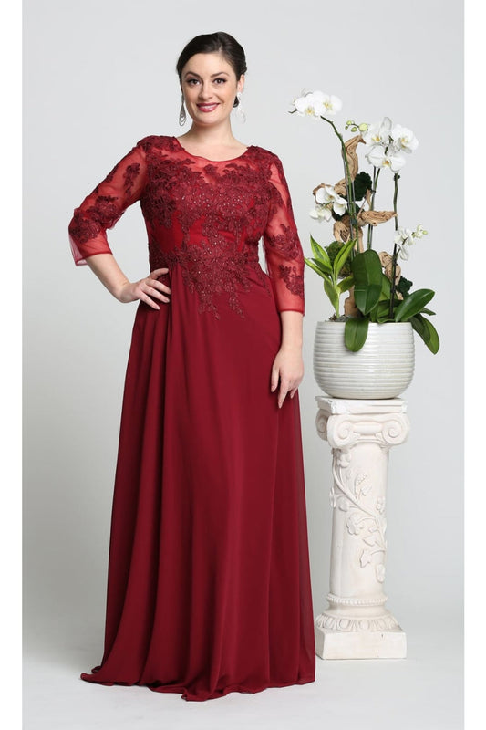 Vestido para Mamá de la Novia May Queen MQ1637 - BURGUNDY