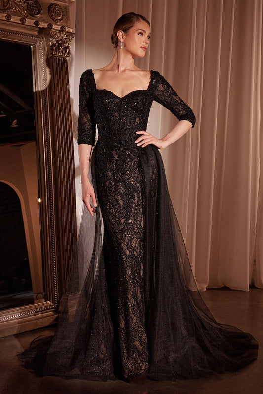 Vestido largo ajustado de encaje CD749
