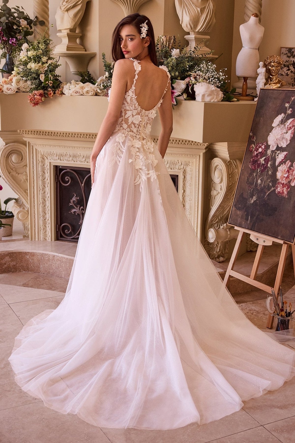 Vestido de novia corte princesa de encaje con escote corazón CDS498W