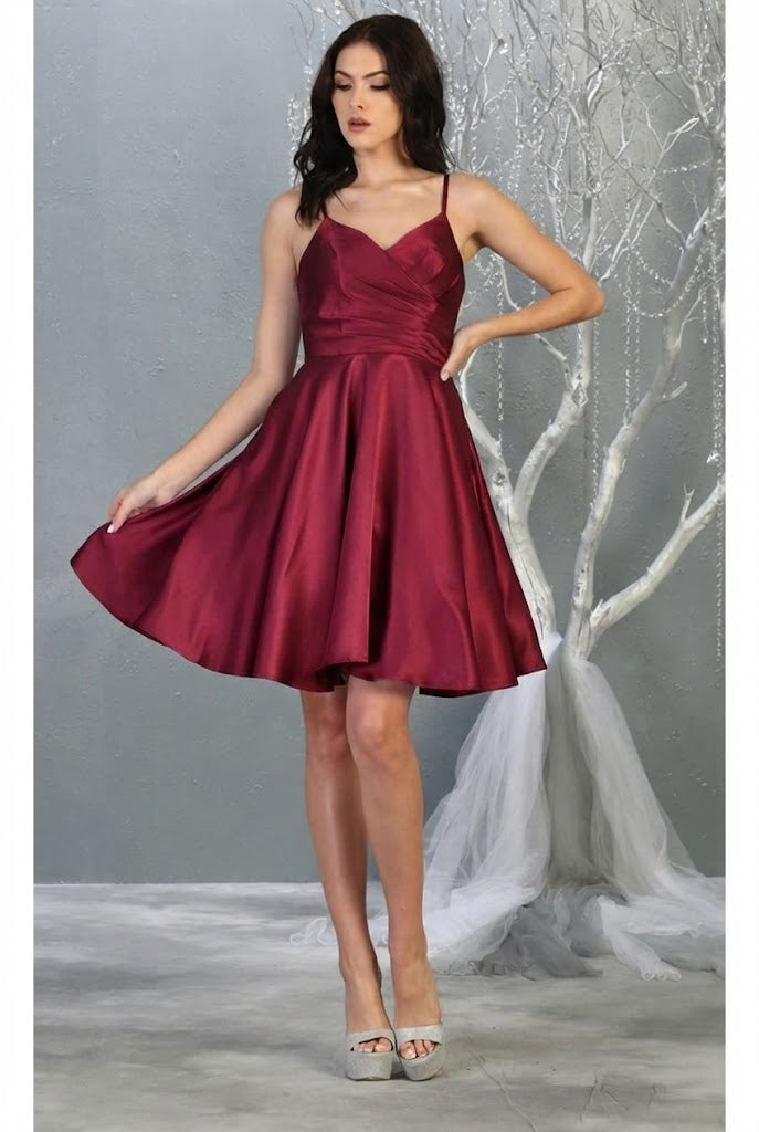 Vestido Corto de Cóctel May Queen MQ1654 - BURGUNDY