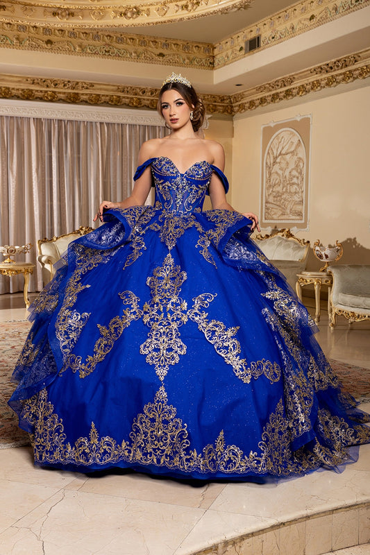Vestido de XV Años Layla K LK302 - ROYAL BLUE/GOLD