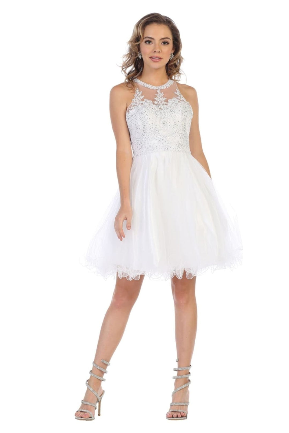 Vestido Corto de Cóctel May Queen MQ1643 - WHITE
