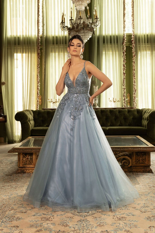 Vestido de Prom May Queen MQ2135 - DUSTY BLUE