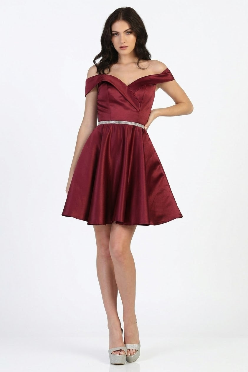 Vestido Corto de Cóctel May Queen MQ1815 - BURGUNDY