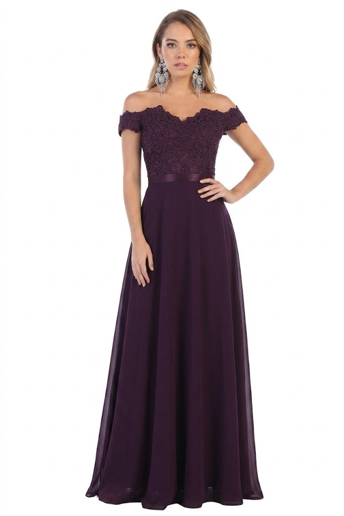 Vestido de Dama de Honor May Queen MQ1601 - EGGPLANT