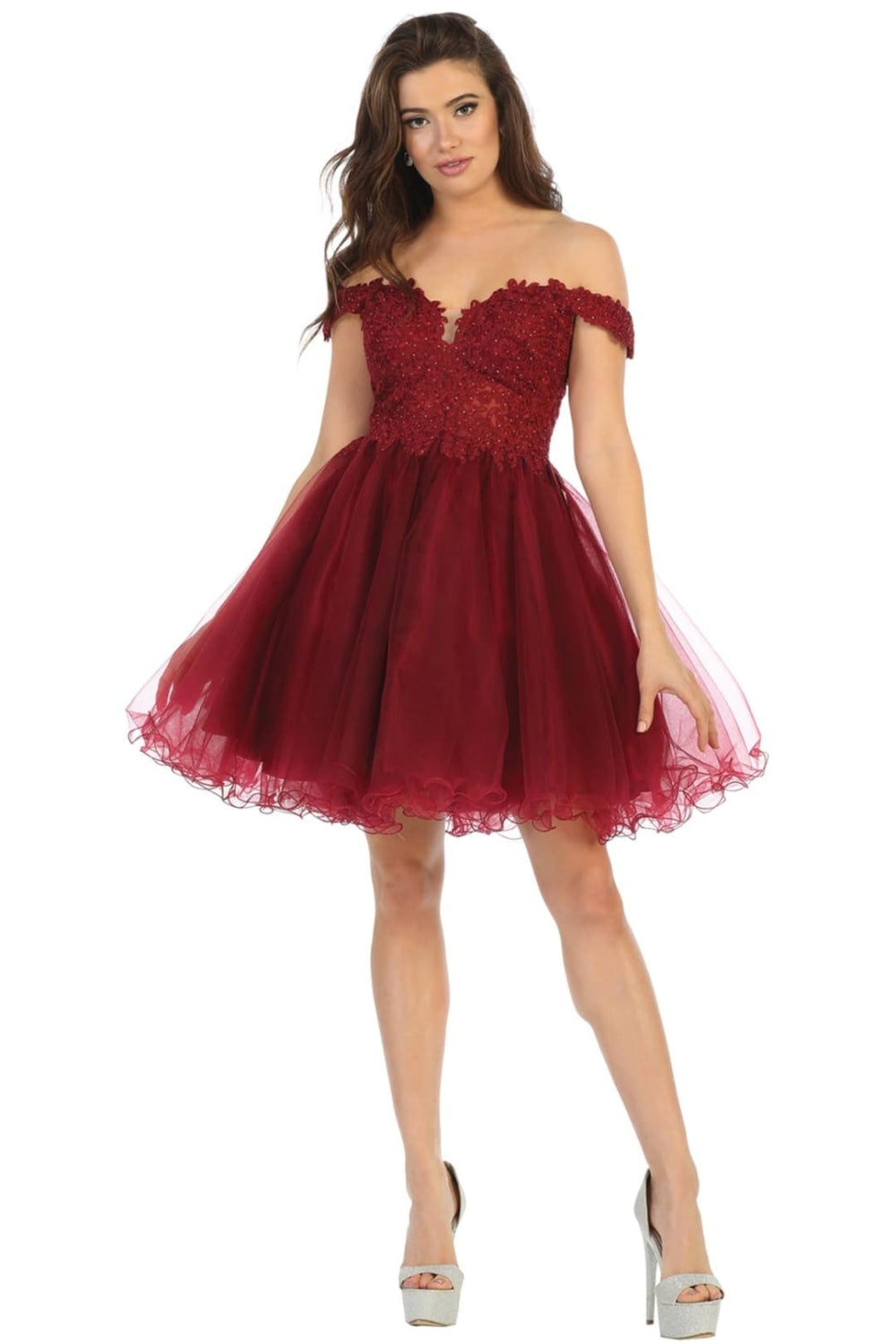 Vestido Corto de Cóctel May Queen MQ1663 - BURGUNDY