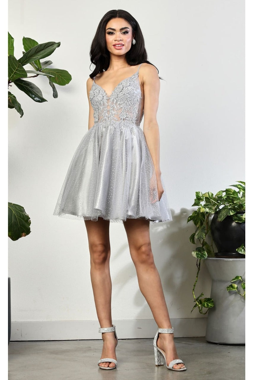 Vestido Corto de Cóctel May Queen MQ2025 - SILVER