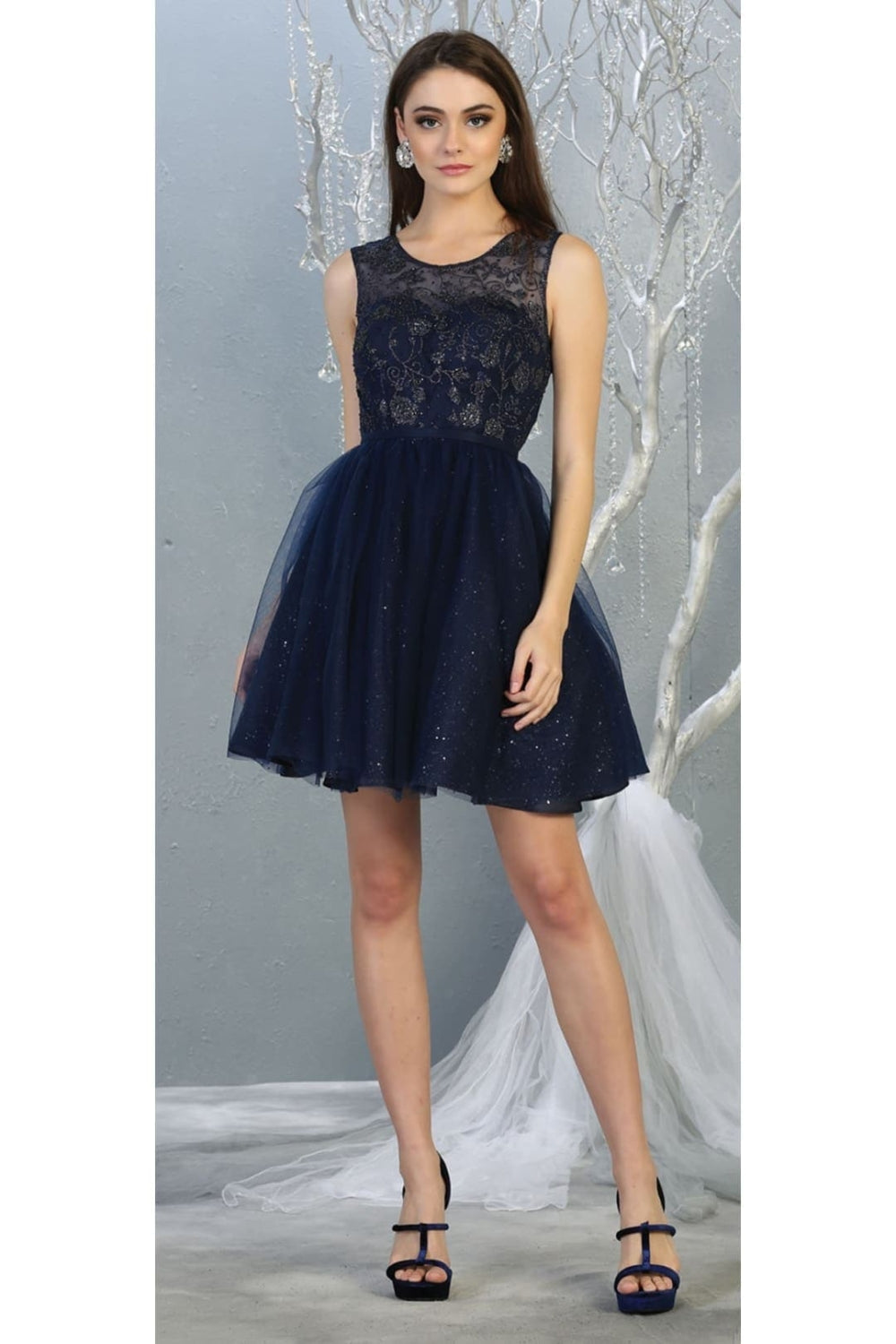 Vestido Corto de Cóctel May Queen MQ1803 - NAVY BLUE