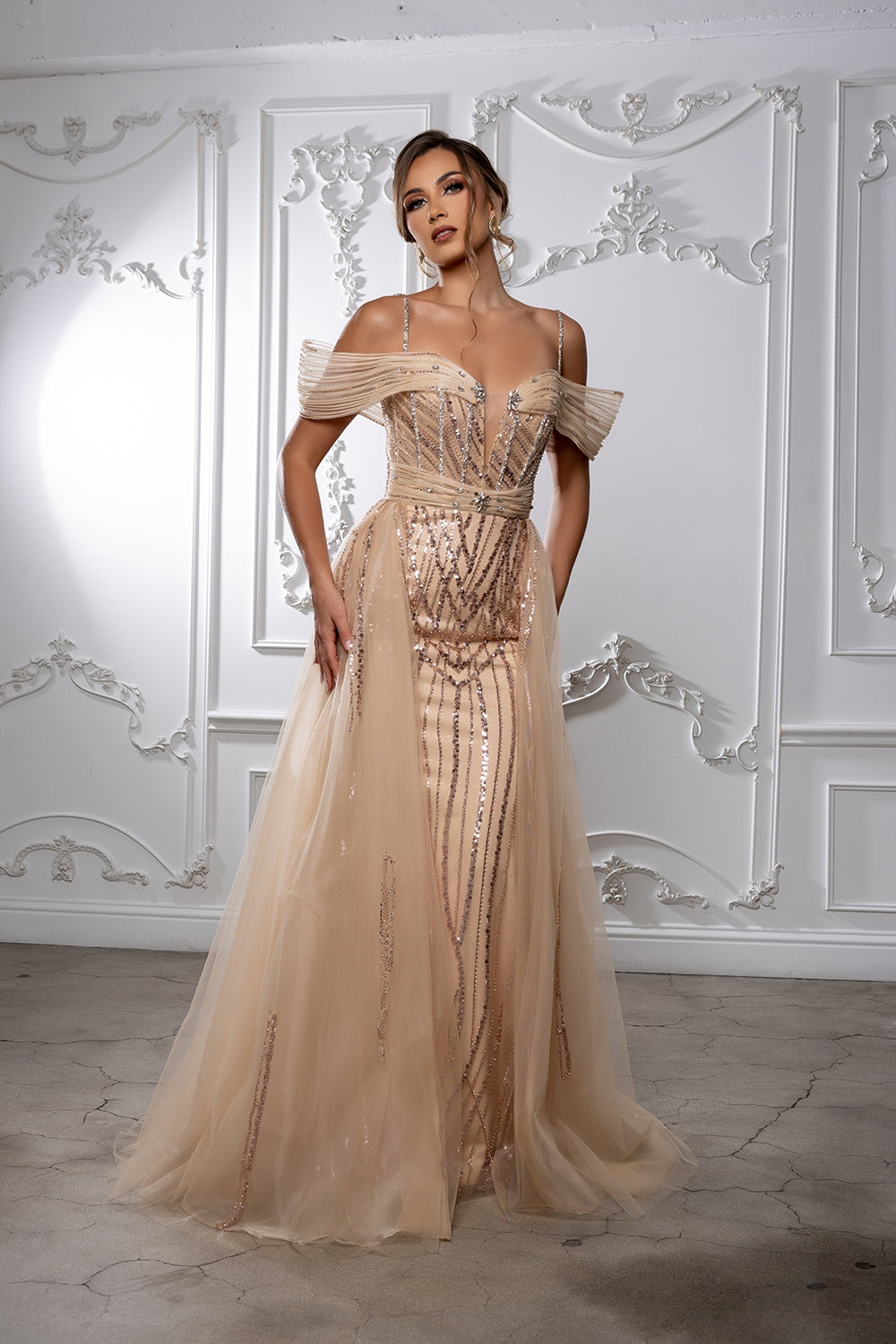 Vestido de Prom Royal Queen RQ8224 - CHAMPAGNE