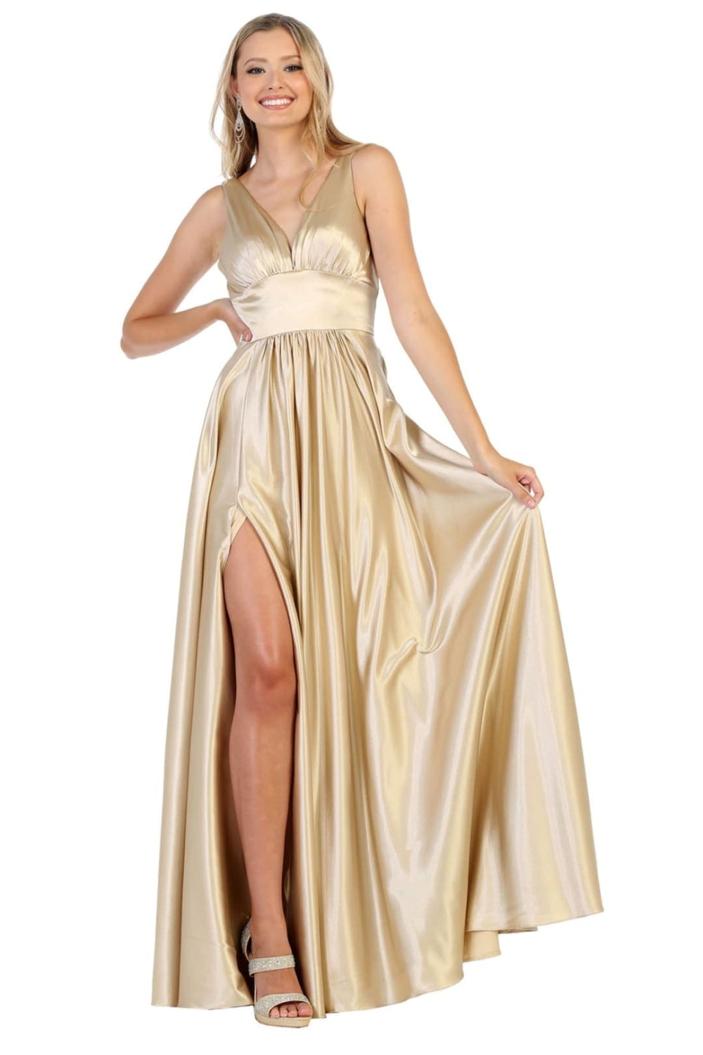 Vestido de Dama de Honor May Queen MQ1723 - CHAMPAGNE