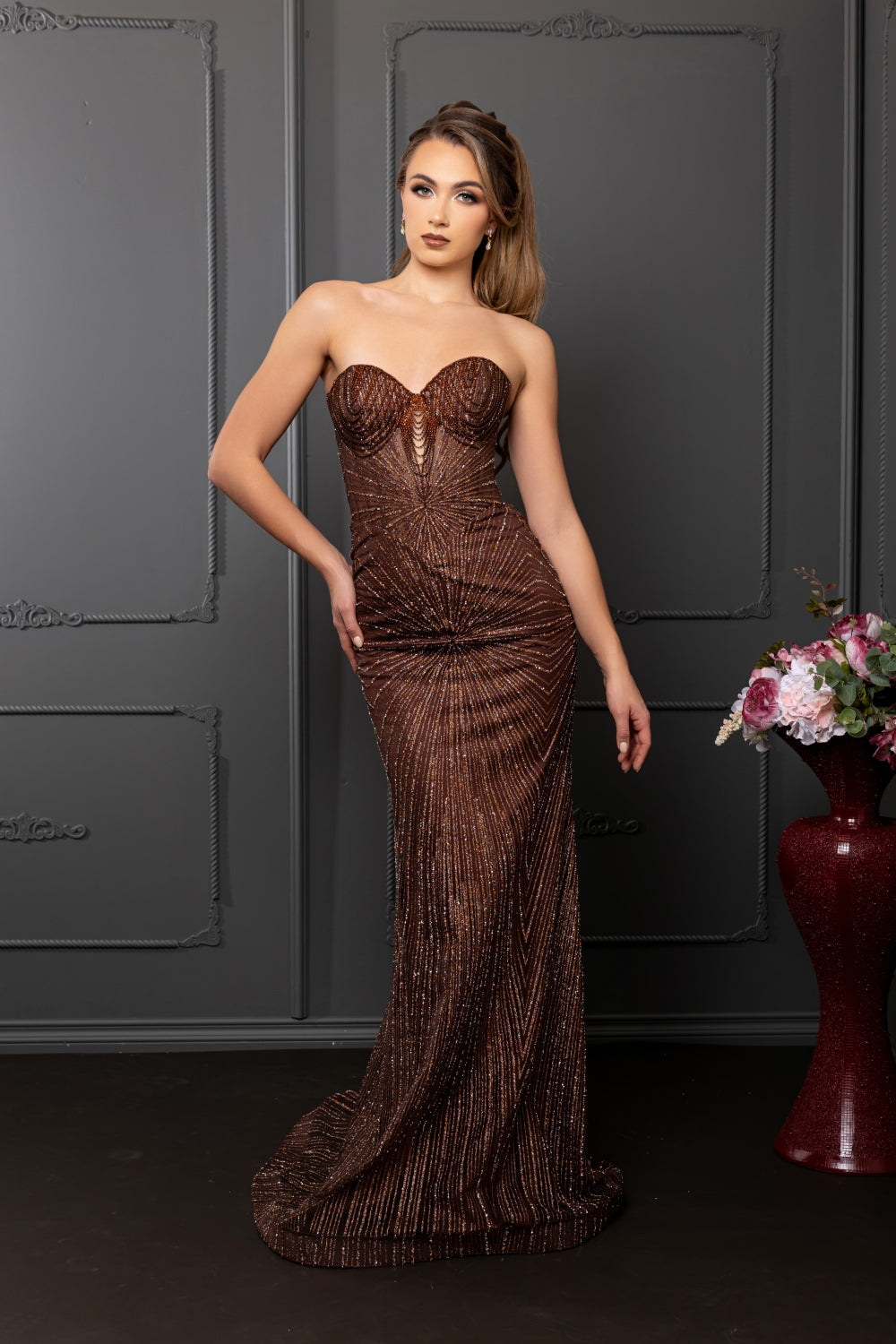 Vestido de Prom May Queen MQ2195 - CHOCOLATE