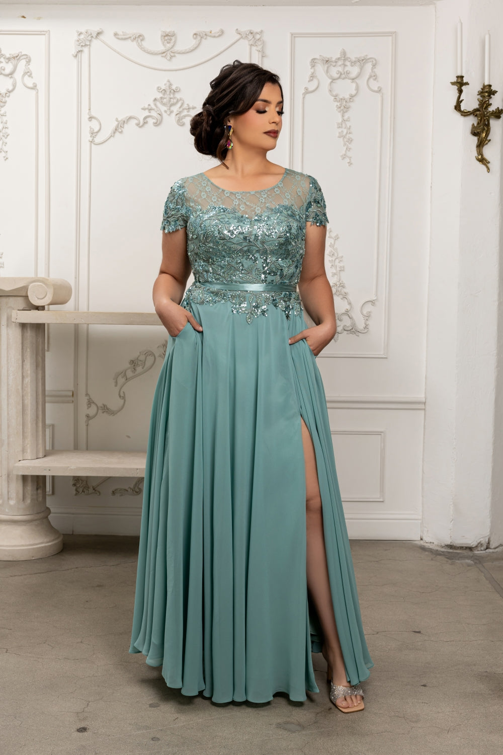 Vestido de Noche May Queen MQ2223 - SAGE