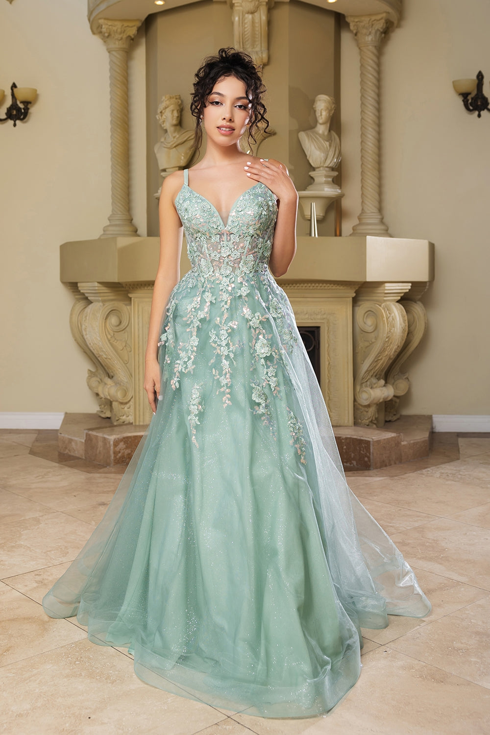 Vestido de Prom May Queen MQ2165 - SAGE