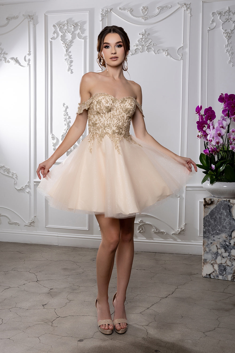Vestido Corto de Cóctel May Queen MQ2224 - CHAMPAGNE