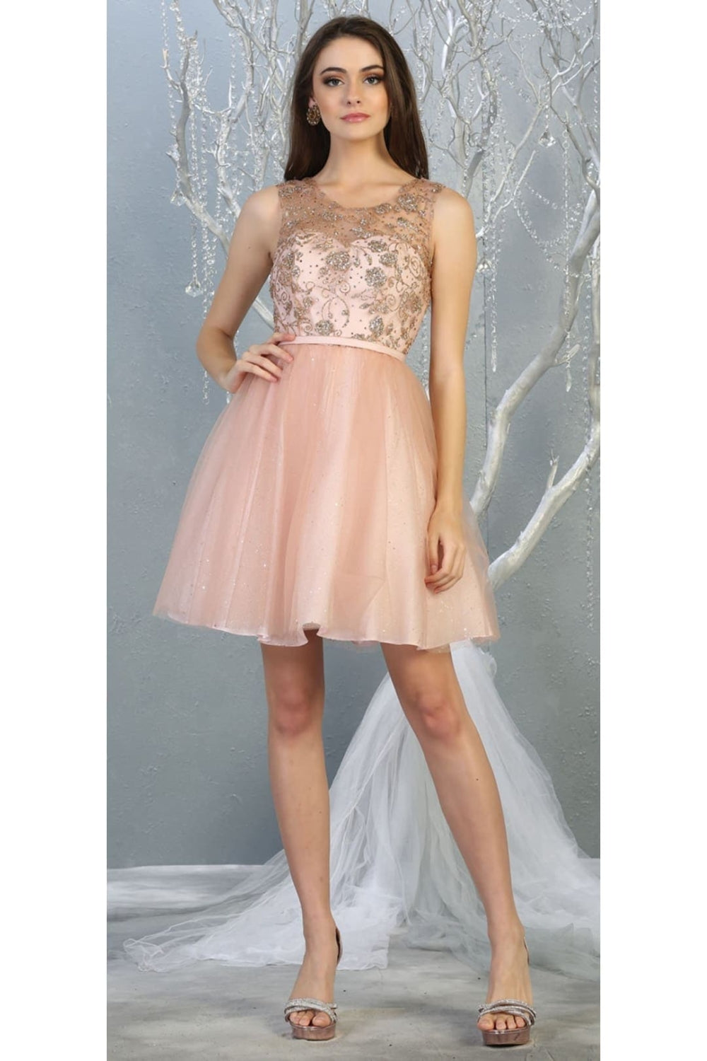 Vestido Corto de Cóctel May Queen MQ1803 - BLUSH