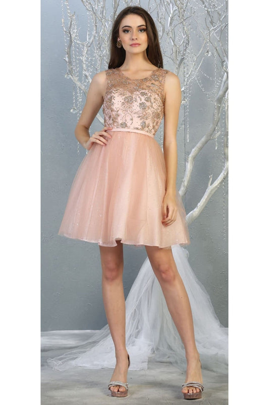 Vestido Corto de Cóctel May Queen MQ1803 - BLUSH