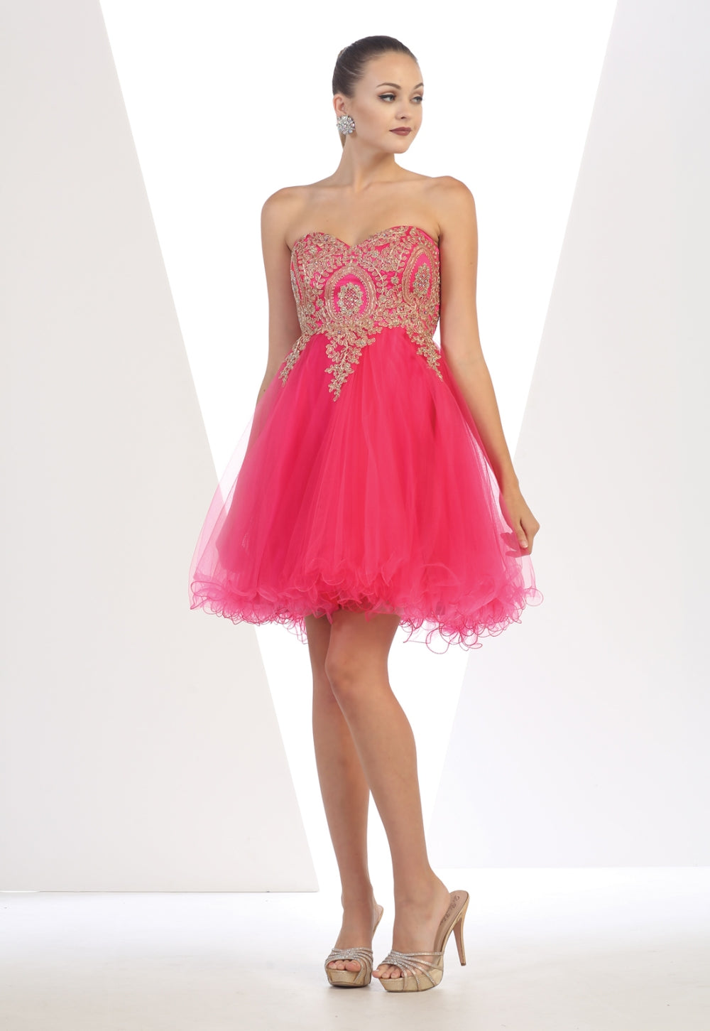 Vestido Corto de Cóctel May Queen MQ1414 - FUCHSIA
