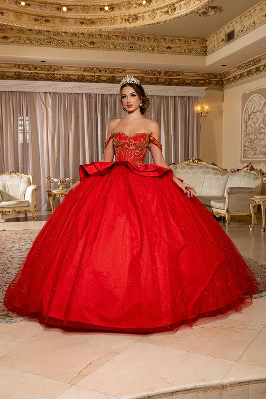 Vestido de XV Años Layla K LK301 - RED/GOLD