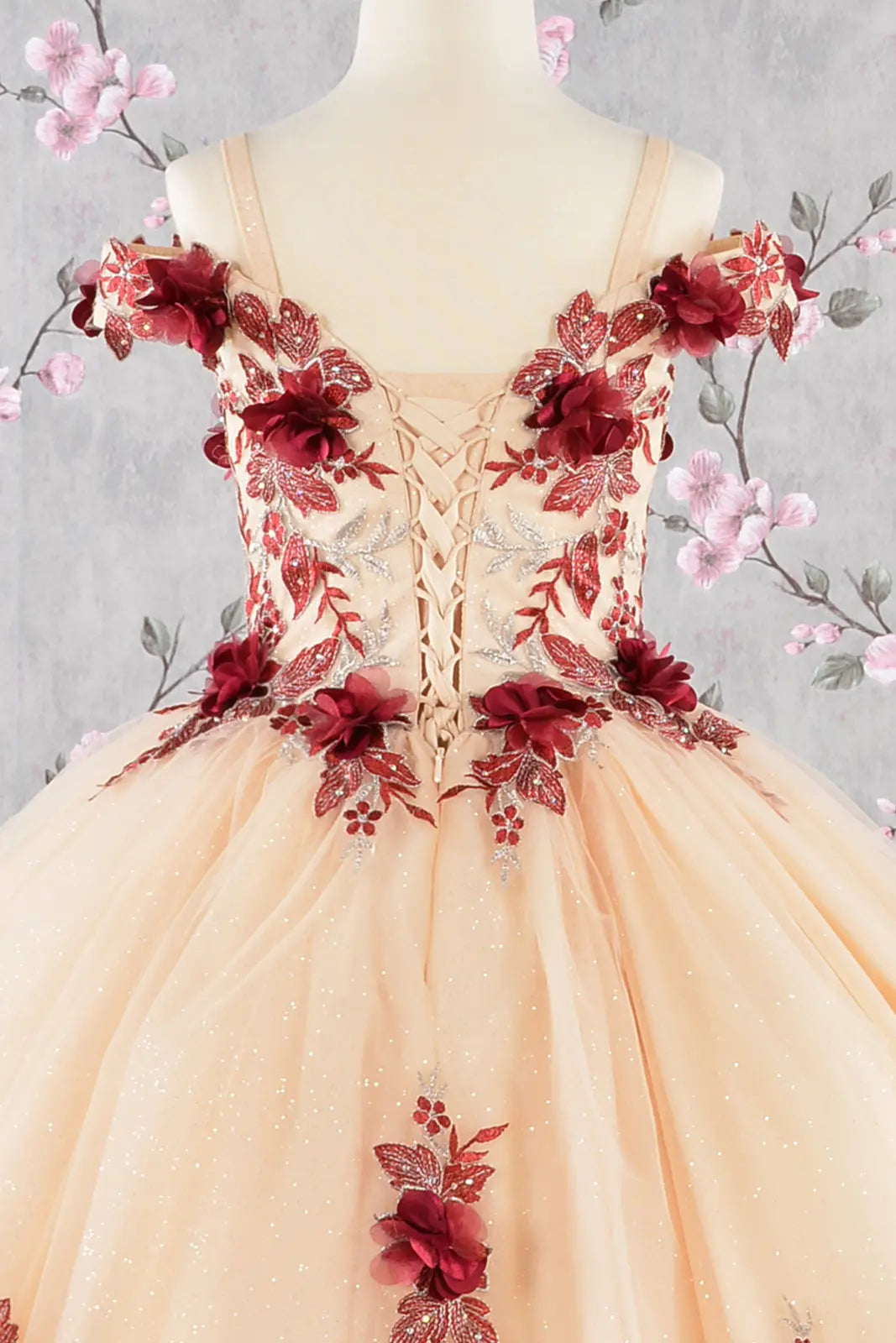 Vestido de Niña Elizabeth K GK115 - BURGUNDY/NUDE