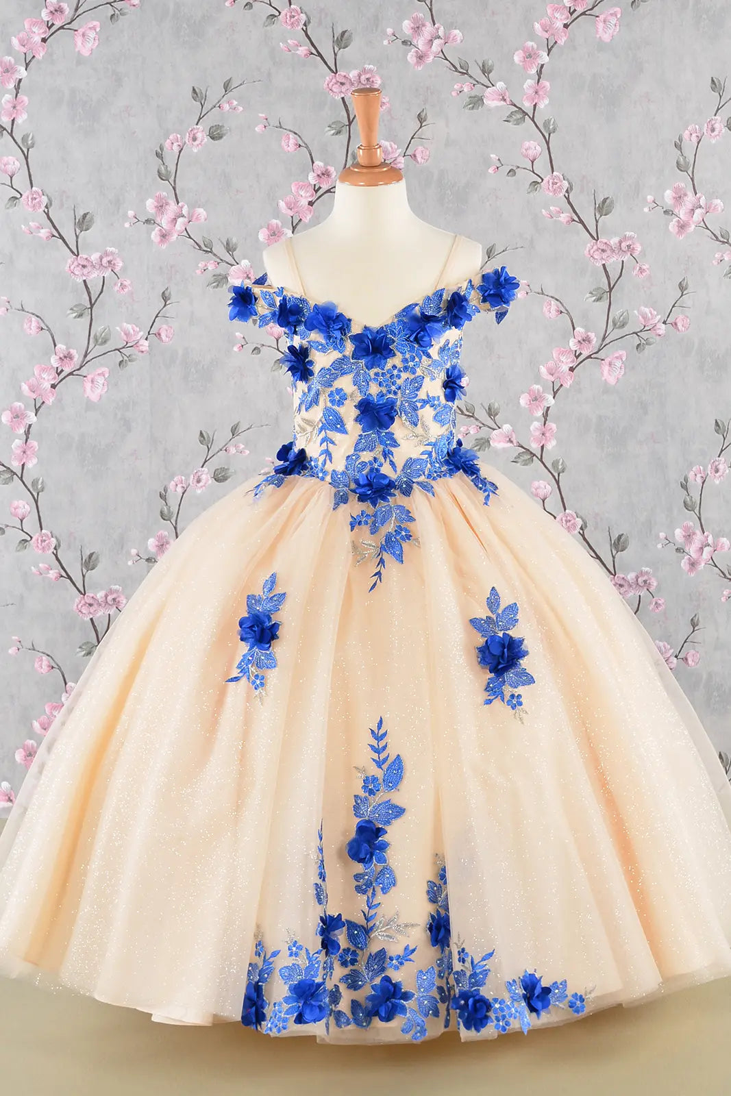 Vestido de Niña Elizabeth K GK115 - ROYAL BLUE/NUDE