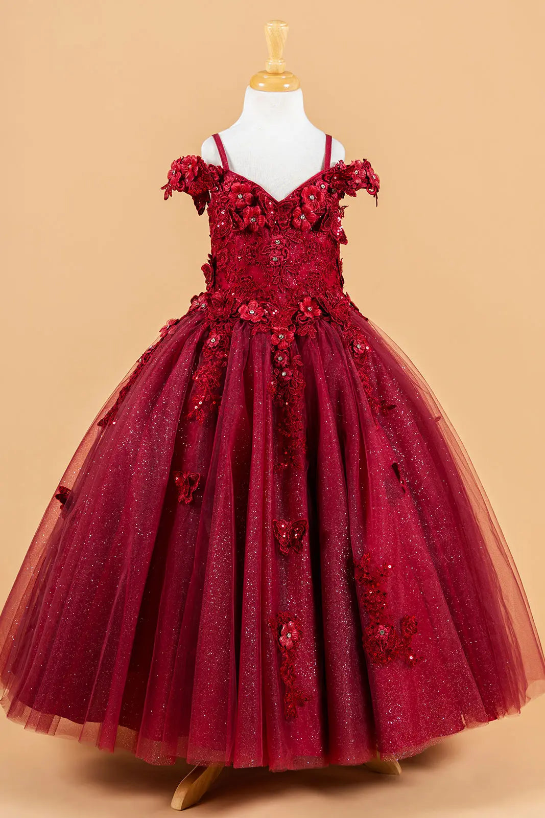 Vestido de Niña Elizabeth K GK117 - BURGUNDY